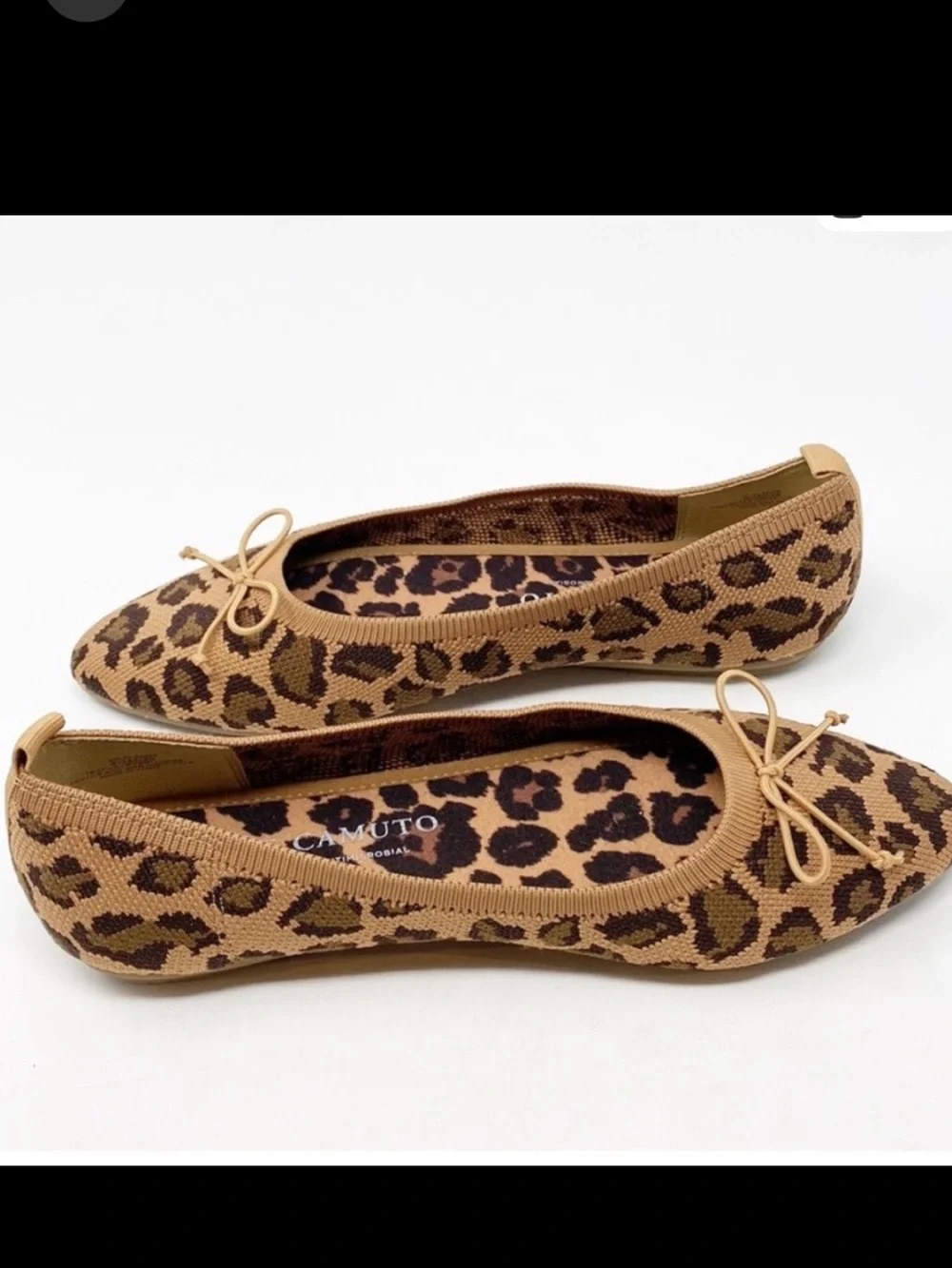 Vince Camuto Leopard Knit Ballet Flats in Brown and Black Machine Washable 8.5